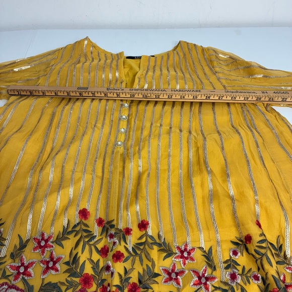 Embroidered Silk Boho Top with Tassels Size 12 - Picture 10 of 13